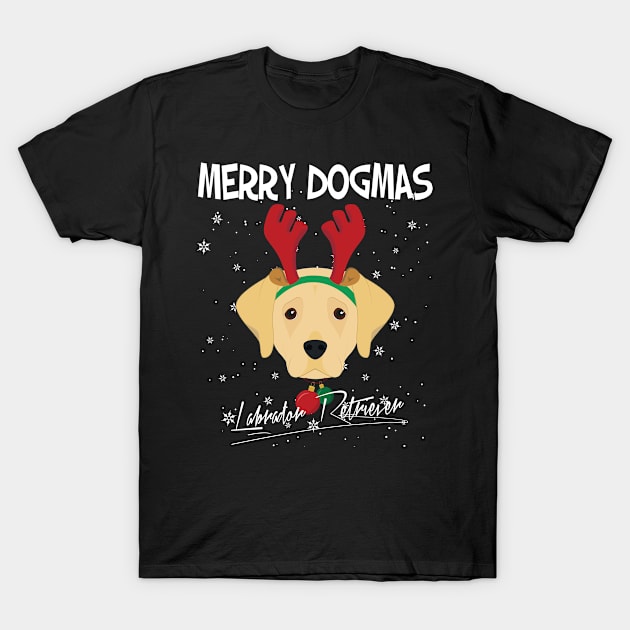 Merry Dogmas Labrador Retriever Dog With Weindeer Horns Funny Xmas Gift T-Shirt by salemstore